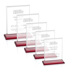 Lorenzo Red Rectangle Crystal Trophy - Crystal Trophies