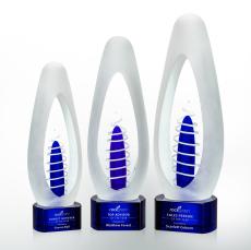 Reynolds Blue Tear Drop Glass Trophy - Art Glass Trophies