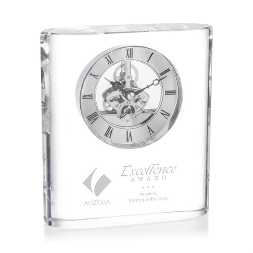 Awards and Plaques - Crystal Trophies - Crystal Clocks - Gonzalez Clock - Silver