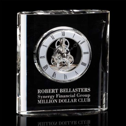Awards and Plaques - Crystal Trophies - Crystal Clocks - Gonzalez Clock - Silver
