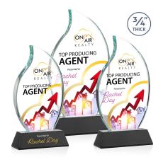 Summers Full Color on Helton Base Black Flame Crystal Trophy - Crystal Trophies