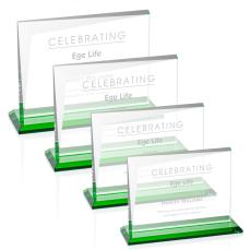 Leyva Green Rectangle Crystal Trophy - Crystal Trophies