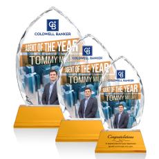 Grossman Full Color on Helton Amber Peaks Crystal Trophy - Crystal Trophies