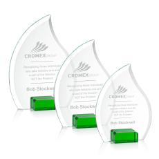 Hassan Green Flame Crystal Trophy - Crystal Trophies