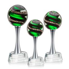 Boykin Towers on Metal Pedestal Base Glass Trophy - Art Glass Trophies