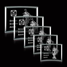 Curved Bevel Jade Rectangle Glass Trophy - Glass Trophies