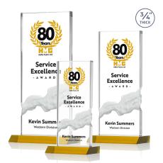 Rubin Full Color Amber Rectangle Crystal Trophy - Custom Trophies