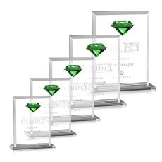 Latham Diamond Emerald Rectangle Crystal Trophy - Crystal Trophies