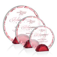 Duffy Full Color Red Circle Crystal Trophy - Diamond Trophies