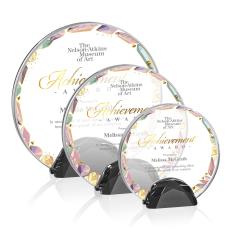 Duffy Full Color Black Circle Crystal Trophy - Diamond Trophies