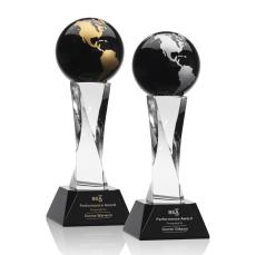 Spirale Spire Black Globe Crystal Trophy - Crystal Trophies
