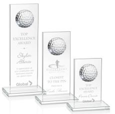 Spive Golf Clear Rectangle Crystal Trophy - Crystal Golf Trophies