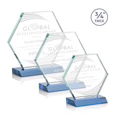 Pagan Sky Blue Polygon Crystal Trophy - Crystal Trophies
