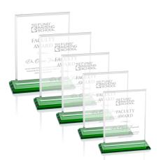 Lorenzo Green Rectangle Crystal Trophy - Crystal Trophies