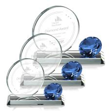 Winters Diamond Sapphire Circle Crystal Trophy - Crystal Trophies