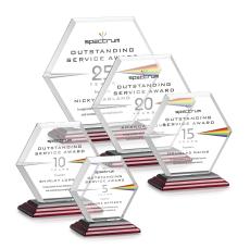 Santos Full Color Rosewood Polygon Crystal Trophy - Crystal Trophies