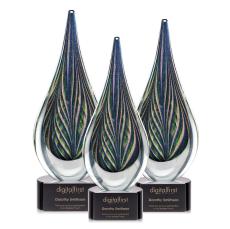McBride Tear Drop on Black Base Glass Trophy - Glass Trophies