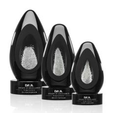 Newsome Tear Drop on Black Base Glass Trophy - Art Glass Trophies