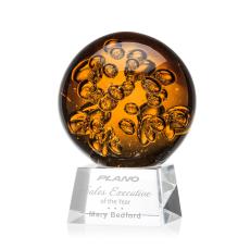 Freeman on Small Crystal Base Clear Globe Glass Trophy - Art Glass Trophies