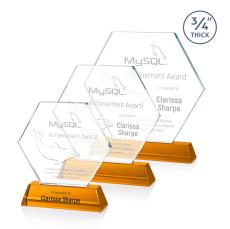 Colvin Amber Polygon Crystal Trophy - Crystal Trophies