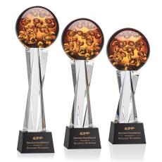 Freeman Globe on Saldana Crystal Base Glass Trophy - Art Glass Trophies