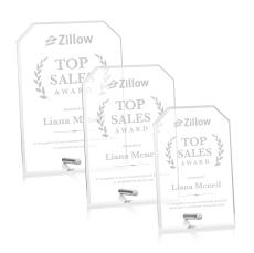 Jewell Clipped Silver Rectangle Acrylic Trophy - Acrylic Trophies