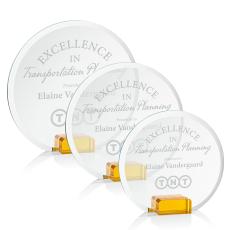 Ayala Amber Circle Crystal Trophy - Crystal Trophies