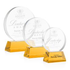 McCarty on Base Amber Circle Crystal Trophy - Crystal Trophies