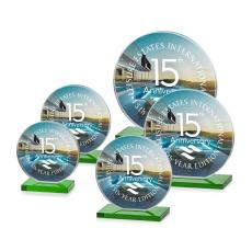Drummond Full Color Green Circle Crystal Trophy - Crystal Trophies