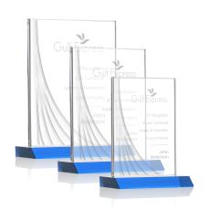 Goldstein Liquid Sky Blue Rectangle Crystal Trophy - Crystal Trophies