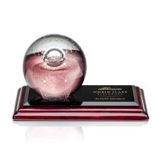 Carrasco Globe on Rosewood Base Glass Trophy - Art Glass Trophies