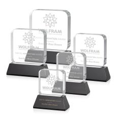 Walls on Base Black Square / Cube Crystal Trophy - Crystal Trophies