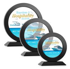 Haines Full Color Black Circle Crystal Trophy - Crystal Trophies