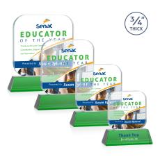 App Full Color on Helton Green Square / Cube Crystal Trophy - Crystal Trophies