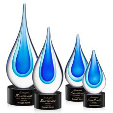Eubanks on Round Base - Black - Art Glass Trophies