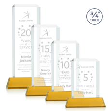 Carey on Helton Amber Rectangle Crystal Trophy - Crystal Trophies