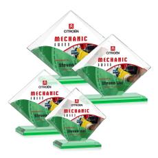 Latham Full Color Green Crystal Trophy - Crystal Trophies