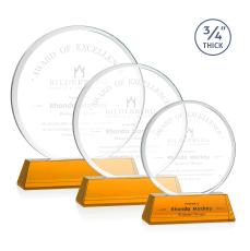 Juarez on Helton Amber Circle Crystal Trophy - Crystal Trophies