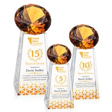 Tall Full Color Amber Crystal Trophy - Crystal Trophies