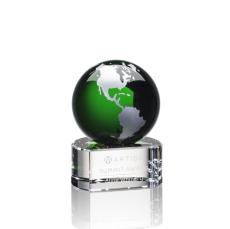 Sawyer Green/Silver Globe Crystal Trophy - Crystal Trophies