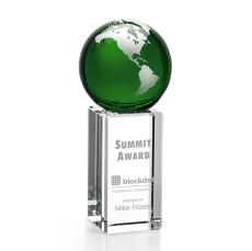 Caballero Green/Silver Globe Crystal Trophy - Crystal Trophies