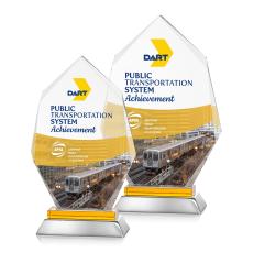 Padgett Full Color Amber Polygon Crystal Trophy - Crystal Trophies