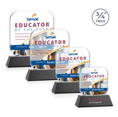 App Full Color on Helton Black Square / Cube Crystal Trophy - Crystal Trophies