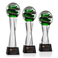 Boykin Globe on Saldana Crystal Base Glass Trophy - Art Glass Trophies