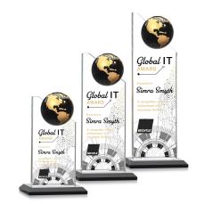 Myers Full Color Black/Gold Peaks Crystal Trophy - Crystal Trophies
