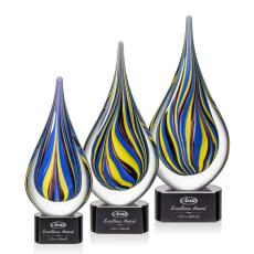 Sharp Black Tear Drop Glass Trophy - Glass Trophies