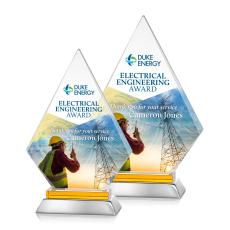 Hanks Full Color Amber Crystal Trophy - Crystal Trophies