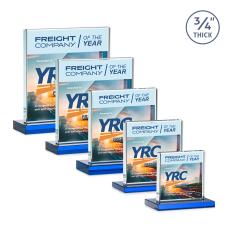 Landers Full Color Sky Blue Square / Cube Crystal Trophy - Crystal Trophies