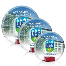 Ayala Full Color Red Circle Crystal Trophy - Crystal Trophies