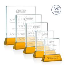 Landers on Helton Amber Square / Cube Crystal Trophy - Crystal Trophies